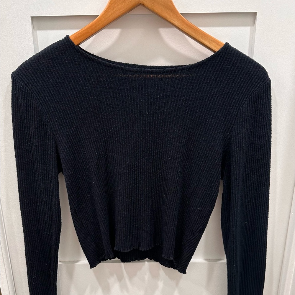 Pacsun Black Ribbed Long Sleeve Shirt